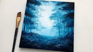 Acrylic Painting For Beginners Easy | Simple Forest Acrylic Painting on Canvas