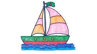 How to draw a sailing boat || Easy Boat Drawing || Boat drawing for Kids||