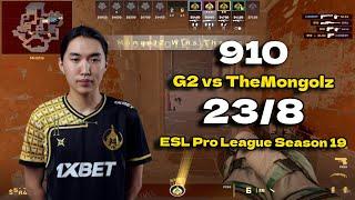 CS2 POV TheMongolz 910 (23/8) vs G2 (Anubis) ESL Pro League Season 19