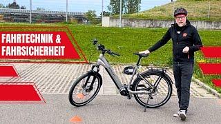 Fahrsicherheitstraining E-Bike - Sattelhöhe einstellen - richtig bremsen | Fahrtechnik Fahrrad