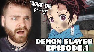WAIT... THIS IS MESSED UP??!! | DEMON SLAYER - EPISODE 1 | New Anime Fan! | REACTION