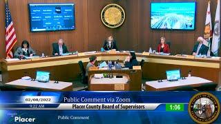 2/8/22 Placer County Board of Supervisors Meeting