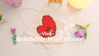 how to do tapestry crochet | ft. Tata from BT21 in retro vibe  | Aesthetic Wall Decor 