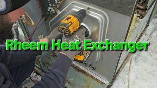 How to replace the heat exchanger in the rheem package gas unit?