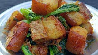 Pork Fry with Mustard Green | Pork cook with Mustard Greens fry | Pork Fry with Lai Patta |