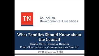 TN Council on Developmental Disabilities-What Families Should Know - STEPs Lunchtime Leaders Webinar