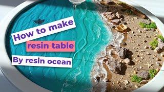 Resin art tutorial | How to make an EPOXY RESIN OCEAN TABLE step by step