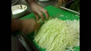 slicing cabbage