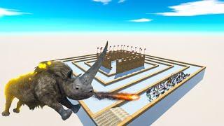 Escape From Fire Woolly Rhino - Last Survivor - Swirl Course | Animal Revolt Battle Simulator