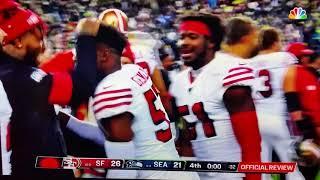 Fred Warner #54 no p.i. call on Jacob Hollister #48 49ers/Seahawks