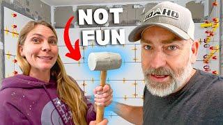 My New LEAST FAVORITE Job | Bathroom Shower WALL TILE Installation