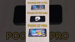 SAMSUNG S25 ULTRA  vs POCO X7 PRO vs iPhone 16 - FREEFIRE GAMING TEST #freefire #shorts #samsung