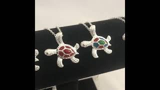 Silver Filled Blue Opal Sea Turtle Pendant For Women Female Animal Wedding Ocean Beach Jewelry Gift