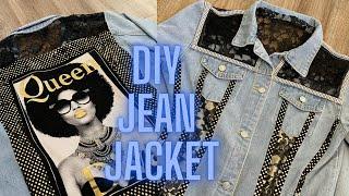 JEAN JACKET  DIY - Bling Jeans DIY - UPCYCLE DENIM - THRIFT FLIP