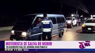 Motorista se salva de morir en accidente vial en Avenida Juan Pablo II