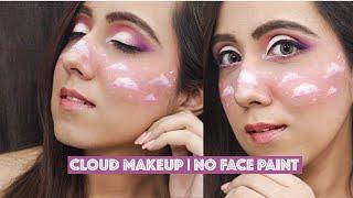 Cloud Face Art Makeup Tutorial | Without Face Paint | Beginners Makeup | No Face Paint Needed