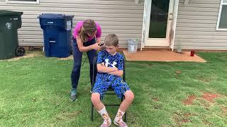 Backyard buzz cuts for the boys