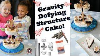 Gravity Defying Structure Serving Tray Cake with Innovative Sugar Works