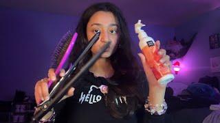 ASMR doing your hair aggressively (lofi, brush, spray)