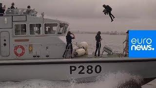 Watch: British inventor tests jetpack suit over open water