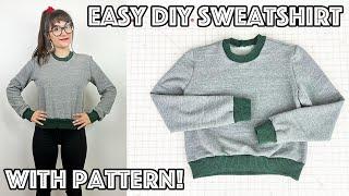Easy DIY Unisex Crewneck Sweatshirt Sewing Tutorial With Pattern | Sew Anastasia