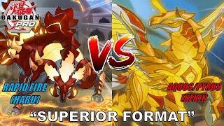 Bakugan PRO: OEB "SUPERIOR FORMAT" Rapid Fire (Haru) VS Kenji (Pyrus/Aquos) | BakuTalk