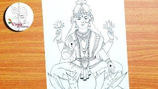 Maa Laxmi Drawing | Maa Laxmi Full Body Sketch for Beginners | Diwali Special Drawing