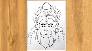 Outline Only | Hanuman Ji Drawing Easy | Step By Step | How To Draw Hanuman Ji For Beginners Sketch