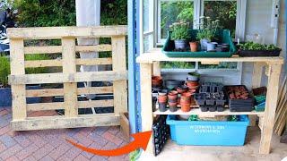 Simple DIY Wood Pallet Potting Bench (full instructions)