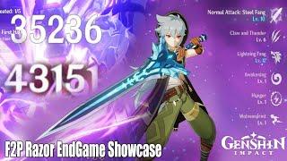 Genshin Impact - Razor EndGame F2P Snow-Tombed Starsilver Damage Show AA Talents Lv 10