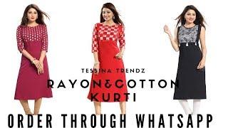 Online Rayon Kurti Shopping|Rayon Kurti Designs |Boat neck Cotton Kurti|Designer Kurti Shopping