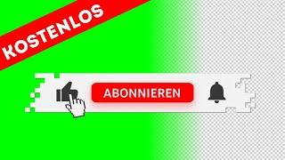 Abonnieren button mit Like und Glocke Green Screen, Transparenter