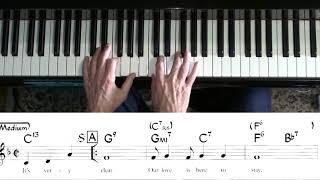 Basic jazz harmony, simple chords, free lead sheet, (Our) Love Is Here To Stay