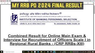  My IBPS RRB PO 2024 Final Result 