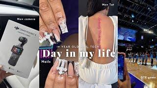 VLOG: Day In my Life as a 19 year old Nail Tech | New tattoo , New camera , Nails & More