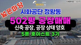 [매물번호_237] 정왕동 시화공단 마당 넓은 신축공장 502평 공장매매 차량진출입 용이, 공장 컨디션 양호