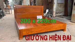 GIƯỜNG NGỦ HIỆN ĐẠI 2m x 2m2 gỗ hương đá mẫu 3 thành | Đồ Gỗ Bảo Lộc