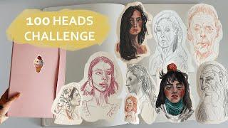 100 HEADS in 10 days challenge ︎ gouache portrait painting 