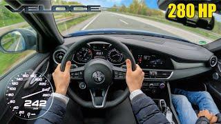 Alfa Romeo Giulia Veloce 280PS ACCELERATION TOP SPEED POV ON GERMAN AUTOBAHN