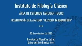 Presentación de la materia "Filosofía Tardoantigua"