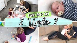 DAY IN THE LIFE WITH 2 UNDER 2 | First Solo Day with Newborn & Toddler | Jessica Elle