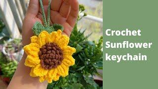 How to Crochet a Sunflower Keychain  Crochet Sunflower Tutorial | Crochet Flower Keychain