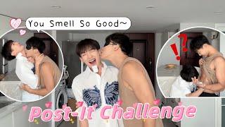 Tear Off All The Post-its With Mouth? Heart-pounding Couple Post-its Challenge Cute Gay Couple️