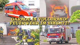 [EINSATZFAHRTEN & EINSATZSTELLE] - GARAGE IN VOLLBRAND - | FEUERWEHR im ERSTANGRIFF | FLAMMEN ‍