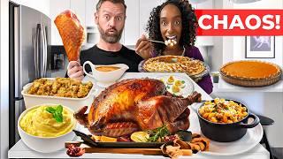 Two Brits ATTEMPT Real Thanksgiving Dinner and THIS Happened!