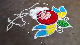 New maatu pongal kolam/sankranti Basavanna muggulu /Thaipongal maadu kolam/Amazing rangoli