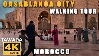 Casablanca city Walking tour  4K UHD Morocco 