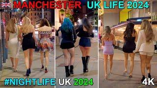 MANCHESTER UK NIGHTLIFE WALK TOUR - 4K 