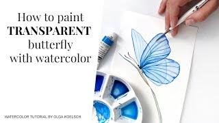 How to paint watercolor butterfly in layered technique