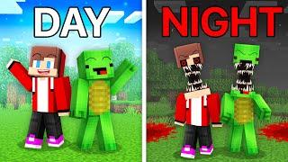 JJ and Mikey Became Scary at Night Battle DAY VS NIGHT Challenge - Maizen Parody Video in Minecraft